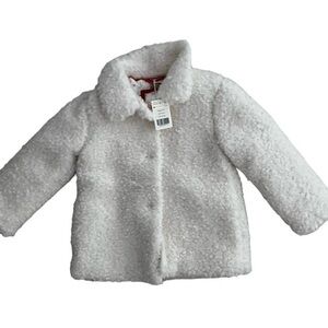 NWT Mini Boden Cream Faux Fur Teddy Jacket Girls’ 4/5